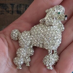 Sparkling Swarovski Crystal Poodle Brooch, With Dust Bag